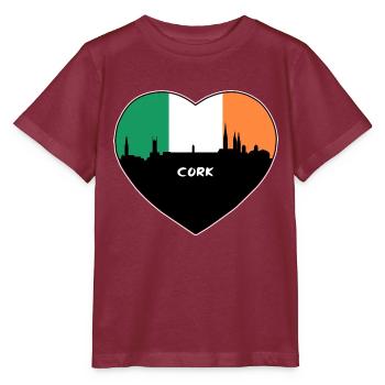 Cork Irland Flagge Skyline Reise Souvenir - Stanley/Stella Kinder T-Shirt MINI CREATOR  - Burgunderrot - Vorne - Kain (125cm)