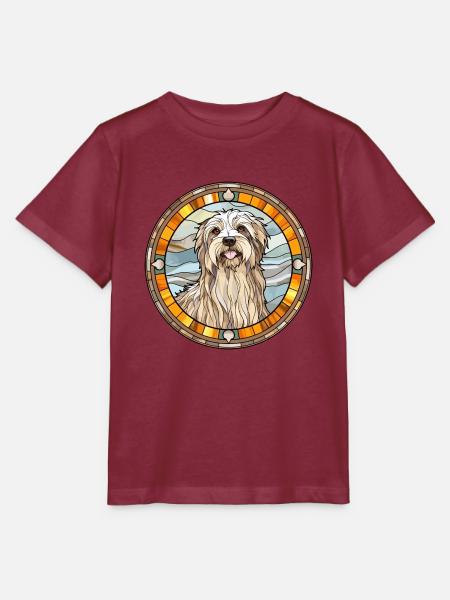 Pyrenäen-Schäferhund-Rasse Buntes Glas Bunt - Stanley/Stella Kinder T-Shirt MINI CREATOR  - Burgunderrot
