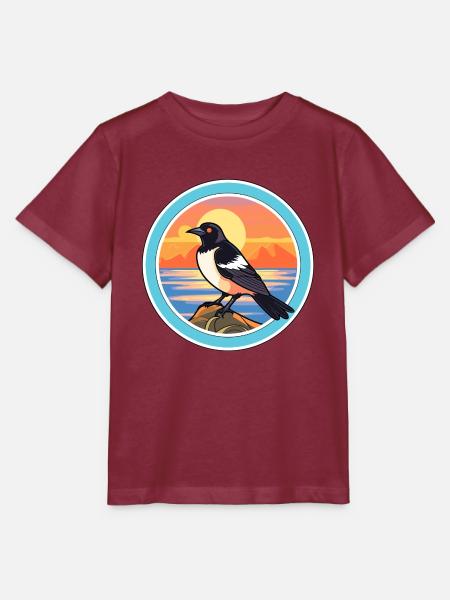 Elster Aquarell Cartoon Kawaii Clipart Tier - Stanley/Stella Kinder T-Shirt MINI CREATOR - Burgunderrot