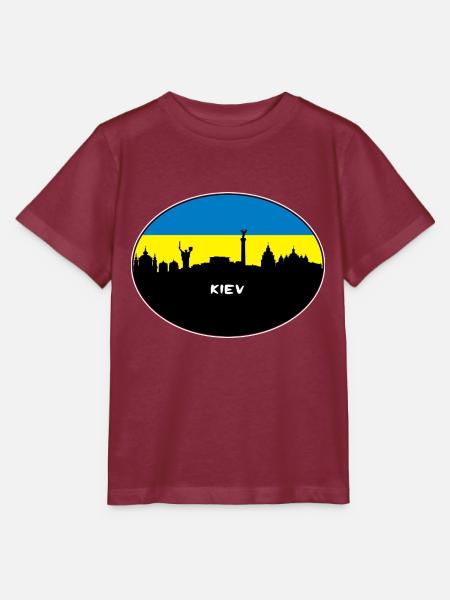Kiew-Ukraine-Flaggen-Skyline-Schattenbild-Reise - Stanley/Stella Kinder T-Shirt MINI CREATOR - Burgunderrot