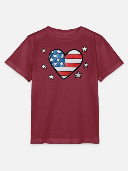 Patriotisches Sternen-und-Streifen-Herz - Stanley/Stella Kinder T-Shirt MINI CREATOR  - Burgunderrot