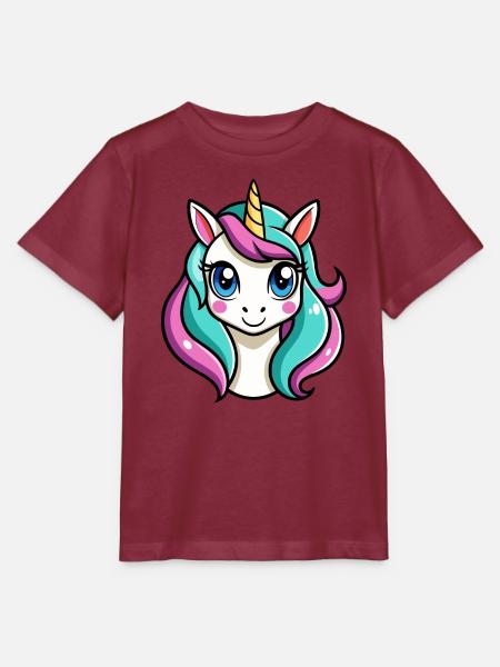 Einhorngesicht - Stanley/Stella Kinder T-Shirt MINI CREATOR - Burgunderrot