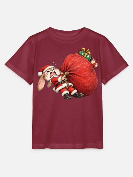 Lustiger Hasen-Riesensack-Winter-Hasen-Humor - Stanley/Stella Kinder T-Shirt MINI CREATOR  - Burgunderrot