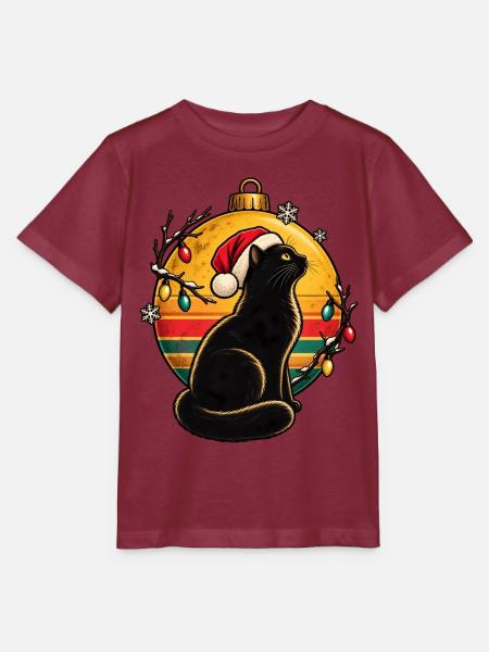 Schwarzer Kater im Weihnachtszauber - Stanley/Stella Kinder T-Shirt MINI CREATOR  - Burgunderrot