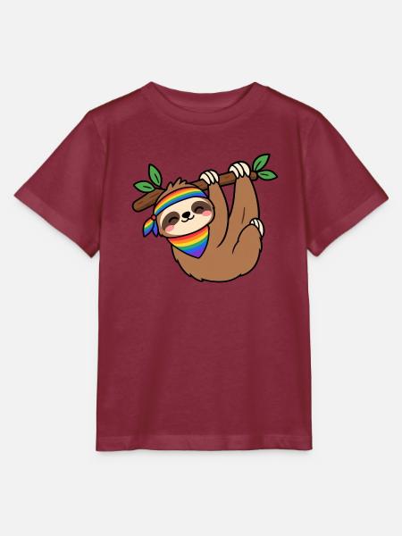 Regenbogen-Faultier-Treffpunkt - Stanley/Stella Kinder T-Shirt MINI CREATOR  - Burgunderrot