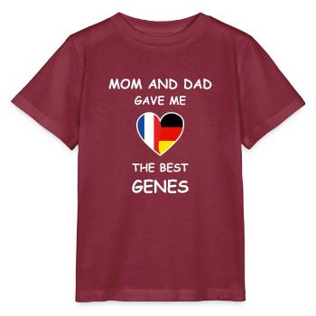 France Germany Genes Heart - Stanley/Stella Kinder T-Shirt MINI CREATOR  - Burgunderrot - Vorne - Kain (125cm)