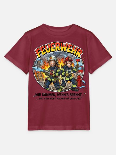Feuerwehrhelden Cartoon-Szene - Stanley/Stella Kinder T-Shirt MINI CREATOR  - Burgunderrot