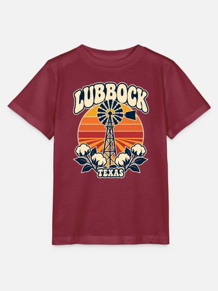 Lubbock Texas Sonnenwind Turm - Stanley/Stella Kinder T-Shirt MINI CREATOR - Burgunderrot