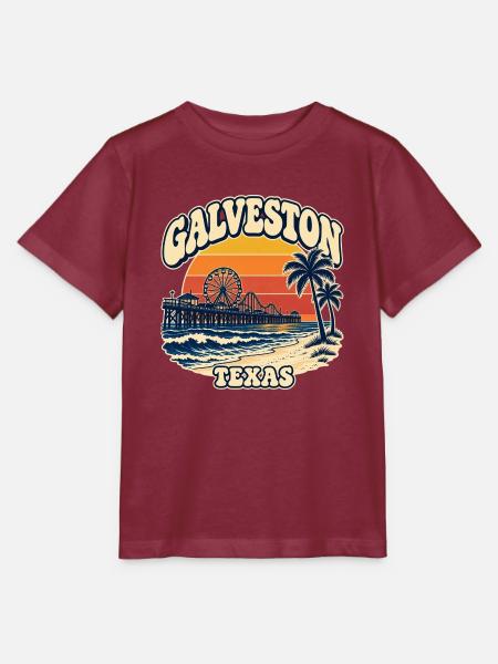 Galveston Pier Sunset Texas - Stanley/Stella Kinder T-Shirt MINI CREATOR  - Burgunderrot