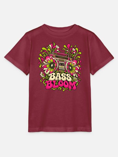 Bass Bloom Neon-Blüten Boombox - Stanley/Stella Kinder T-Shirt MINI CREATOR  - Burgunderrot