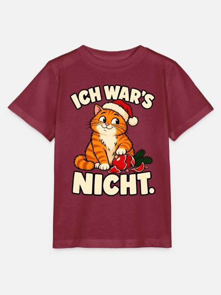 Ich war’s nicht – Lustige Weihnachtskatze - Stanley/Stella Kinder T-Shirt MINI CREATOR - Burgunderrot