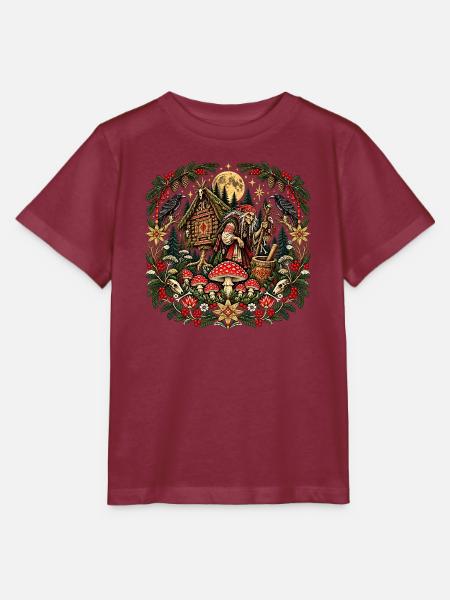 Weihnachts-Baba-Jaga-Slawische Hexen-Folklore - Stanley/Stella Kinder T-Shirt MINI CREATOR - Burgunderrot