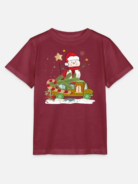 Schneemann Weihnachtsmann - Stanley/Stella Kinder T-Shirt MINI CREATOR - Burgunderrot