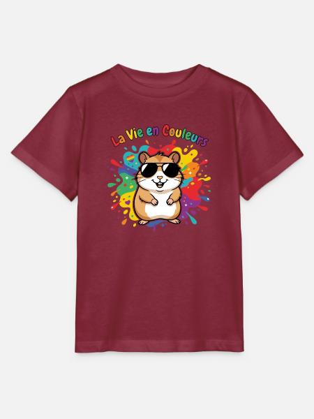 Leben in Regenbogenhamsterfarben - Stanley/Stella Kinder T-Shirt MINI CREATOR  - Burgunderrot
