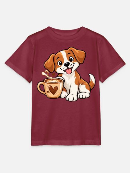 Dogs & Coffee - Stanley/Stella Kinder T-Shirt MINI CREATOR  - Burgunderrot