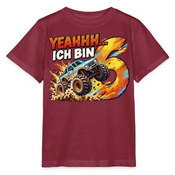 Monstertruck zum 6. Geburtstag – Yeahhh ich bin 6 - Stanley/Stella Kinder T-Shirt MINI CREATOR  - Burgunderrot - Vorne - Kain (125cm)