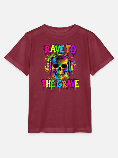 Rave Skull Neon-Kopfhörer - Stanley/Stella Kinder T-Shirt MINI CREATOR - Burgunderrot