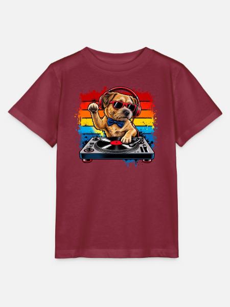 Paw DJ Rainbow Beat - Stanley/Stella Kinder T-Shirt MINI CREATOR  - Burgunderrot