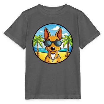 Cirneco Dell Etna Hunderasse Cartoon Sonnenbrille Strand - Stanley/Stella Kinder T-Shirt MINI CREATOR  - Anthrazit - Vorne - Kain (125cm)
