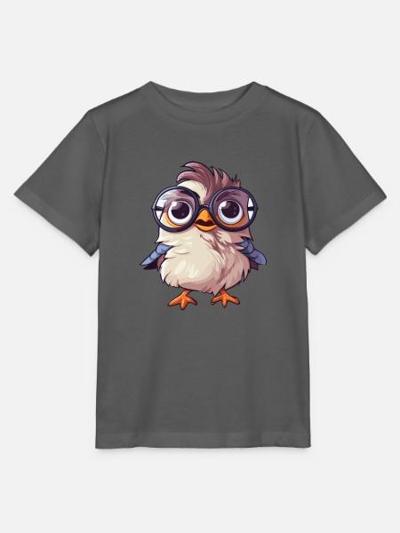 Spatz mit Brille Cartoon Kawaii Illustration - Stanley/Stella Kinder T-Shirt MINI CREATOR - Anthrazit
