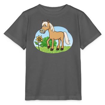 Lustiges Pferd auf Wiese - Stanley/Stella Kinder T-Shirt MINI CREATOR  - Anthrazit - Vorne - Kain (125cm)