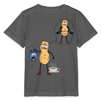 Peanut Morning Grouch Early Bird Bodybuilder - Stanley/Stella MINI CREATOR Kids’ T-Shirt - anthracite - Front - Kain (125cm)