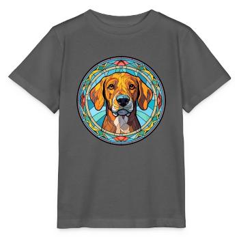 Alano Español Hunderasse Buntes Glas Wat - Stanley/Stella Kinder T-Shirt MINI CREATOR  - Anthrazit - Vorne - Kain (125cm)