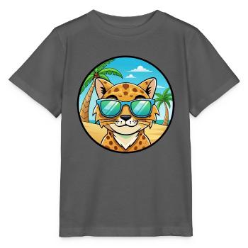 Australian Spotted Mist Cat Breed Cartoon Beach - Stanley/Stella MINI CREATOR Kids’ T-Shirt - anthracite - Front - Kain (125cm)