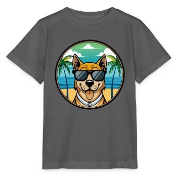 Cao De Castro Laboreiro Dog Breed Cartoon Beach - Stanley/Stella MINI CREATOR Kids’ T-Shirt - anthracite - Front - Kain (125cm)