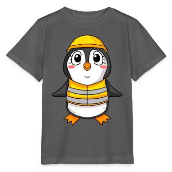 Topping out penguin house building house building gift - Stanley/Stella MINI CREATOR Kids’ T-Shirt - anthracite - Front - Kain (125cm)