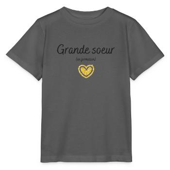 Grande soeur en formation, future grande soeur - T-shirt bio MINI CREATOR Stanley/Stella Enfant - charbon - Devant - Kain (125cm)