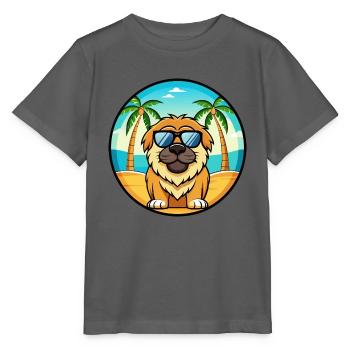 Tibetische Dogge Hunderasse Cartoon Sonnenbrille Strand - Stanley/Stella Kinder T-Shirt MINI CREATOR  - Anthrazit - Vorne - Kain (125cm)