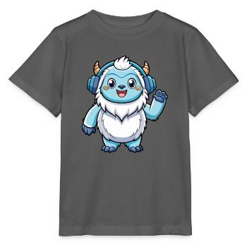 Yeti Lustige Zeichentrickfigur Kopfhörer Musik - Stanley/Stella Kinder T-Shirt MINI CREATOR  - Anthrazit - Vorne - Kain (125cm)