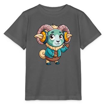 Ram Lustige Zeichentrickfigur Kopfhörer Musik - Stanley/Stella Kinder T-Shirt MINI CREATOR  - Anthrazit - Vorne - Kain (125cm)