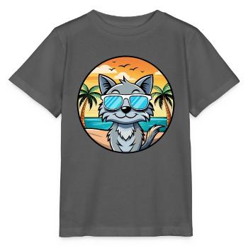 Australian Mist Cat Breed Cartoon Sunglasses Beach - Stanley/Stella MINI CREATOR Kids’ T-Shirt - anthracite - Front - Kain (125cm)