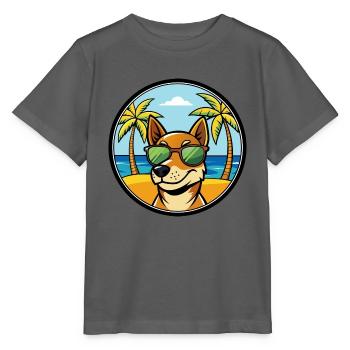 Serbischer dreifarbiger Laufhund Rasse Cartoon Strand - Stanley/Stella Kinder T-Shirt MINI CREATOR  - Anthrazit - Vorne - Kain (125cm)