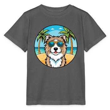 Katalanische Schäferhundrasse Cartoon Sonnenbrille Strand - Stanley/Stella Kinder T-Shirt MINI CREATOR  - Anthrazit - Vorne - Kain (125cm)