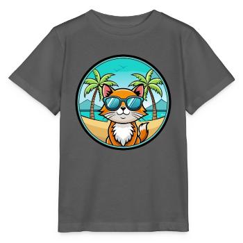 Hantilly Tiffany Katzenrasse Cartoon Sonnenbrille Strand - Stanley/Stella Kinder T-Shirt MINI CREATOR  - Anthrazit - Vorne - Kain (125cm)