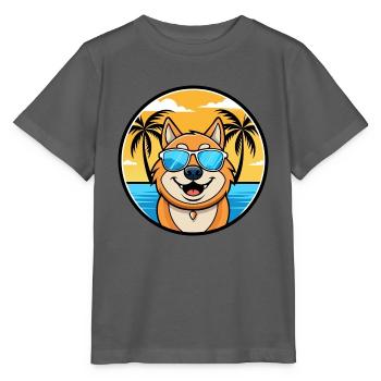 South Russian Ovcharka Dog Breed Cartoon Beach - Stanley/Stella MINI CREATOR Kids’ T-Shirt - anthracite - Front - Kain (125cm)