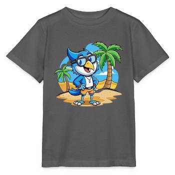 Blue Jay Lustige Cartoon Sommer Strand Sonnenbrille - Stanley/Stella Kinder T-Shirt MINI CREATOR  - Anthrazit - Vorne - Kain (125cm)