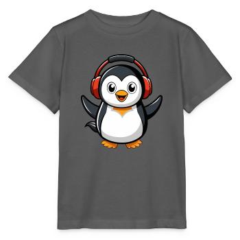 Pinguin Lustige Zeichentrickfigur Kopfhörermusik - Stanley/Stella Kinder T-Shirt MINI CREATOR  - Anthrazit - Vorne - Kain (125cm)