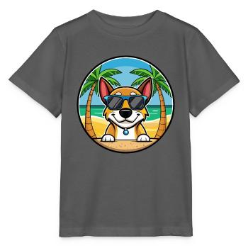 Serbischer dreifarbiger Laufhund Rasse Cartoon Strand - Stanley/Stella Kinder T-Shirt MINI CREATOR  - Anthrazit - Vorne - Kain (125cm)