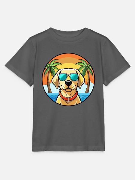 Labradorinnoutajan koirarodun sarjakuva-aurinkolasit - Stanley/Stella T-shirt MINI CREATOR til børn - charcoal