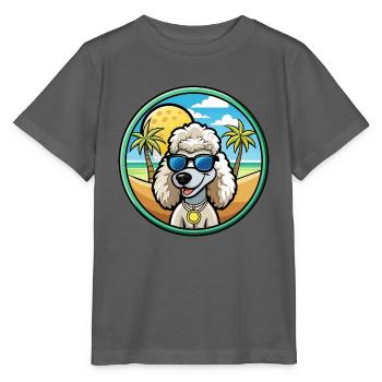 Corded Poodle Dog Breed Cartoon Sunglasses Beach - Stanley/Stella MINI CREATOR Kids’ T-Shirt - anthracite - Front - Kain (125cm)