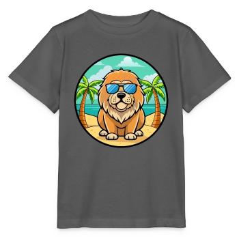 Tibetische Dogge Hunderasse Cartoon Sonnenbrille Strand - Stanley/Stella Kinder T-Shirt MINI CREATOR  - Anthrazit - Vorne - Kain (125cm)