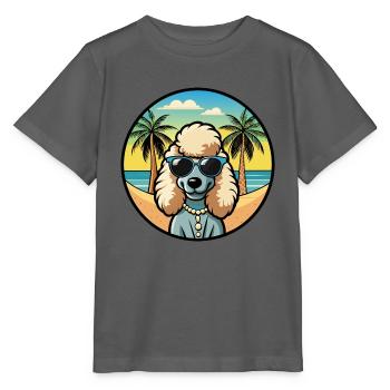 Corded Poodle Dog Breed Cartoon Sunglasses Beach - Stanley/Stella MINI CREATOR Kids’ T-Shirt - anthracite - Front - Kain (125cm)