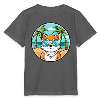 Hantilly Tiffany Katzenrasse Cartoon Sonnenbrille Strand - Stanley/Stella Kinder T-Shirt MINI CREATOR  - Anthrazit - Vorne - Kain (125cm)