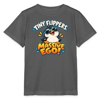 Winzige Flossen, riesiges Ego – lustiger Pinguin - Stanley/Stella Kinder T-Shirt MINI CREATOR  - Anthrazit - Vorne - Kain (125cm)