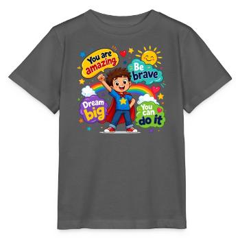Du bist unglaublich: Mut, Träume, Können - Stanley/Stella Kinder T-Shirt MINI CREATOR  - Anthrazit - Vorne - Kain (125cm)