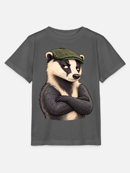 Verdächtiger Flatcap-Dachs - Stanley/Stella Kinder T-Shirt MINI CREATOR - Anthrazit